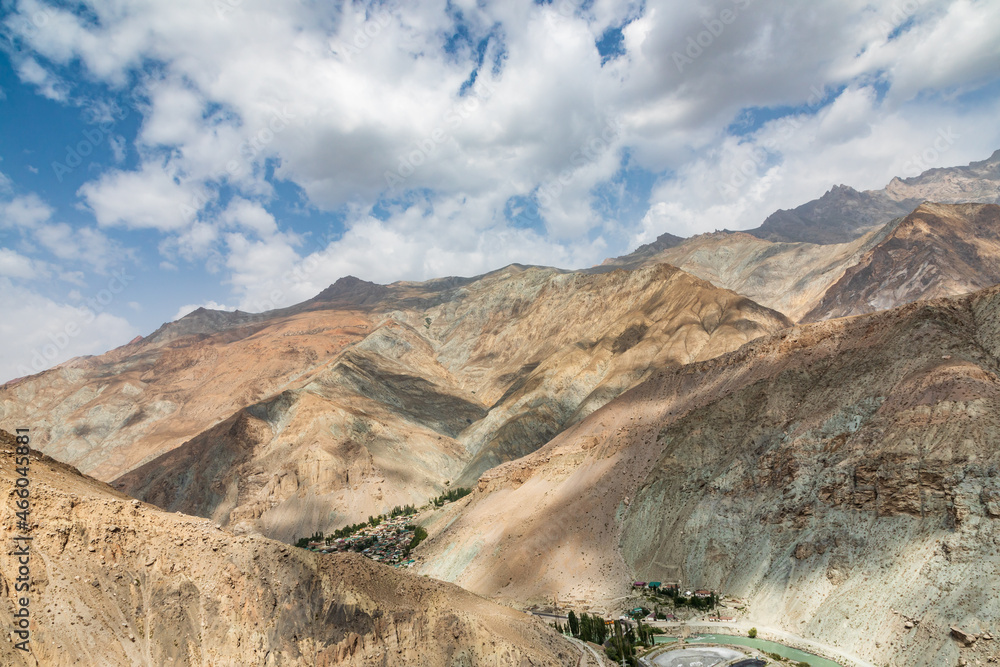 Canyon in the arid mountains of Tajikistan.
