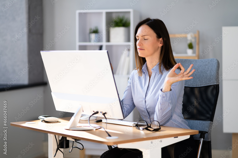 Healthy Yoga Meditation Exercise In Office Chair Healthy Yoga Meditation Exercise In Office Chair