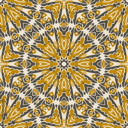 Seamless pattern with Folk Motifs in 3 colors
