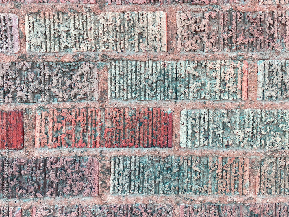Fototapeta premium retro vintage style ridged weathered red brick wall close view architectural background