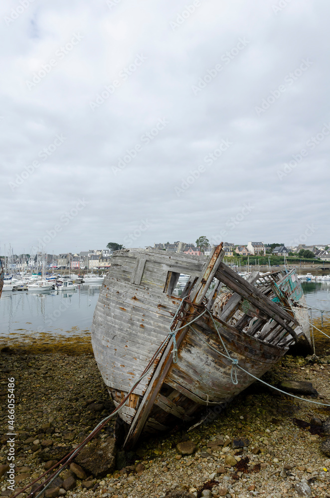 rusting ship wreck on Brittany coast rusting ship wreck on Brittany coast