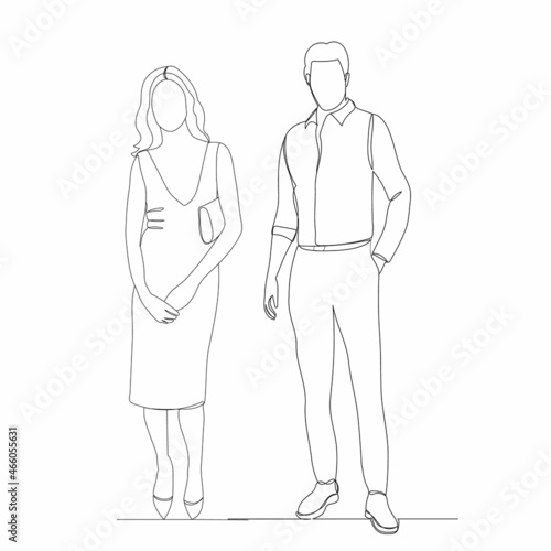 man and woman drawing one continuous line vector