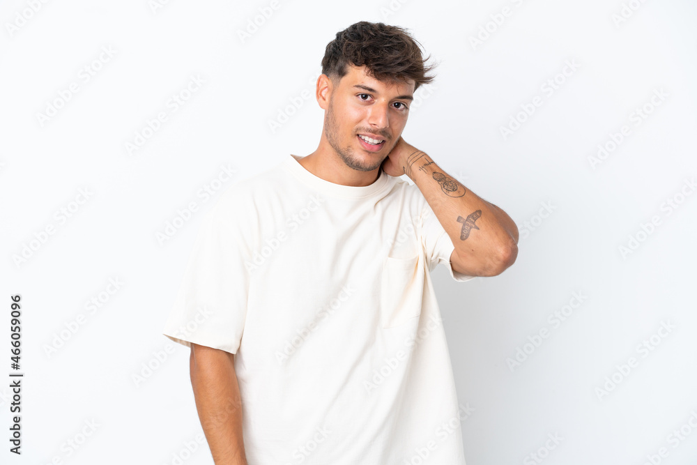 Young caucasian handsome man isolated on white background laughing Young caucasian handsome man isolated on white background laughing