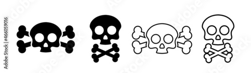 Skulls head crossbones icon. Vector illustration sign of danger to life.
