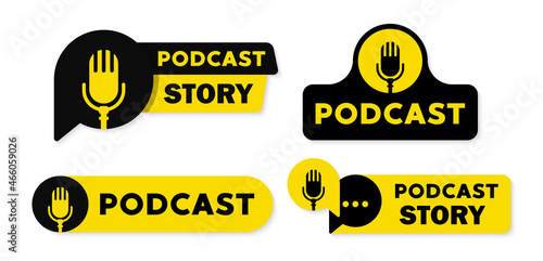 Podcast radio logo icon. Vector illustration.