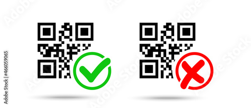 Qr code control icon check mark and cross