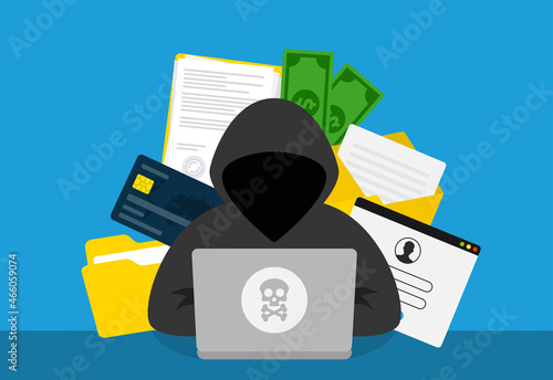Hacking concept. Personal information and credit card detail.
