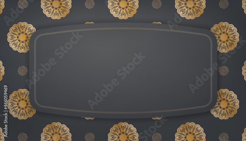 Black banner template with antique gold ornaments and place for text