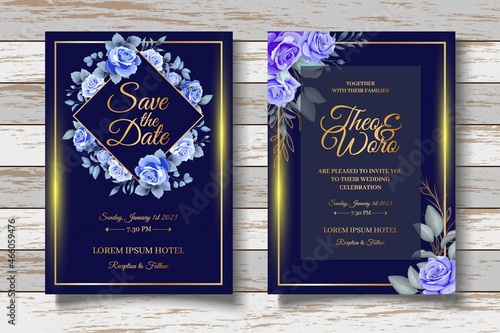 Elegant Hand Drawing Floral Wedding Invitation Card
