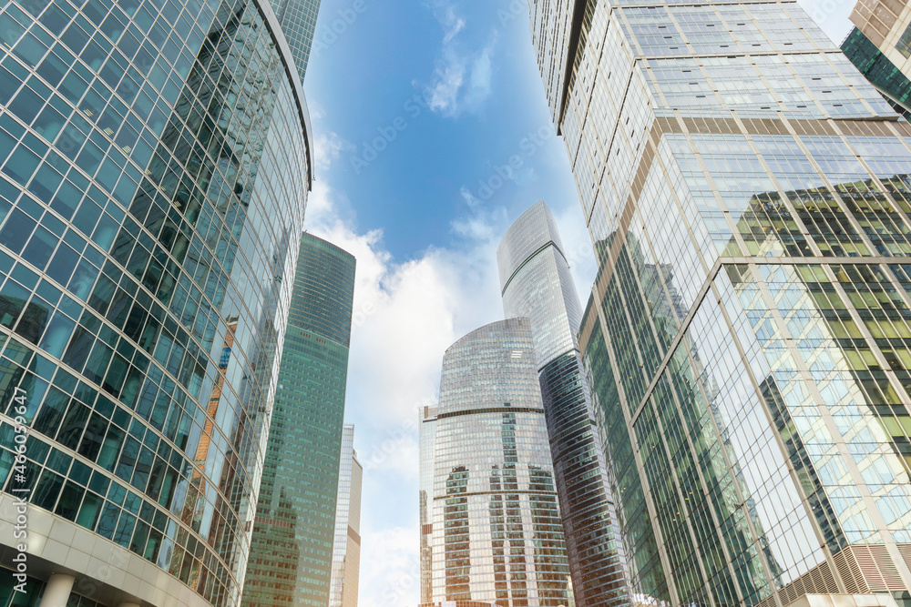 Obraz premium business center district Moscow city skyscrapers .offices of corporations