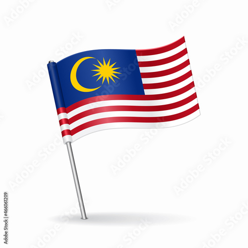 Malaysian flag map pointer layout. Vector illustration.