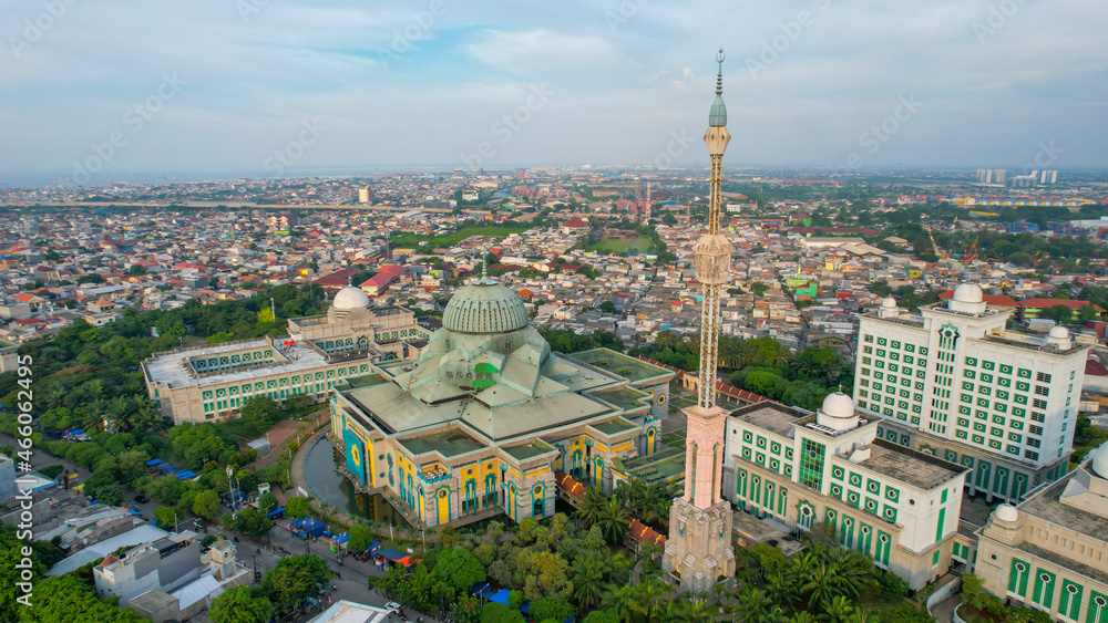 Aerial view of jakarta islamic center mosque. Jakarta, Indonesia