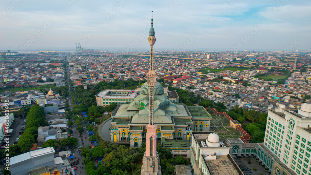 Aerial view of jakarta islamic center mosque. Jakarta, Indonesia