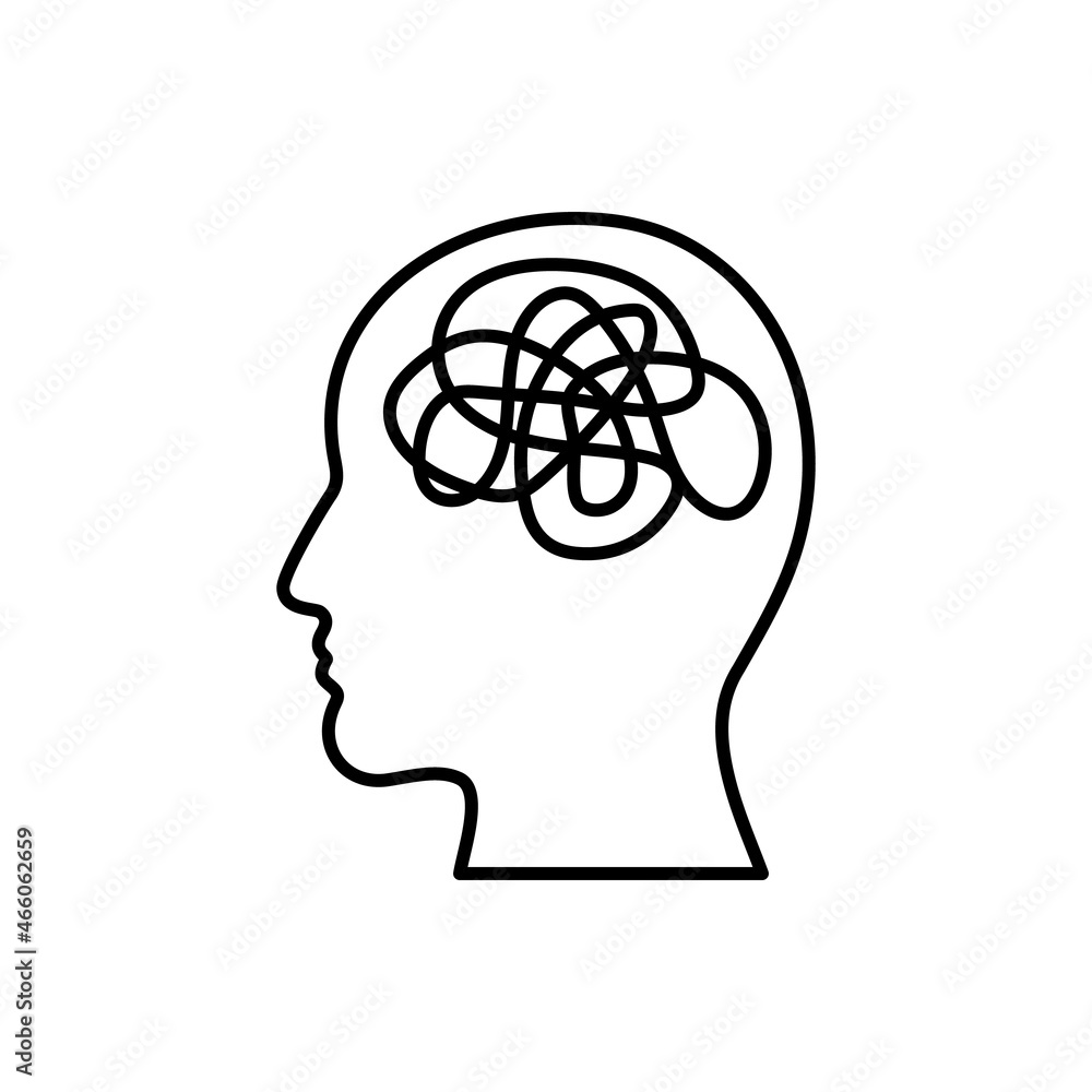 Illustration of mental illness, anxiety disorder mental health line art