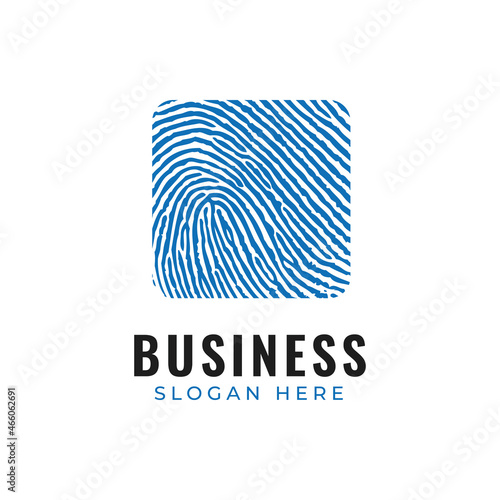 square fingerprint lock security logo design vector