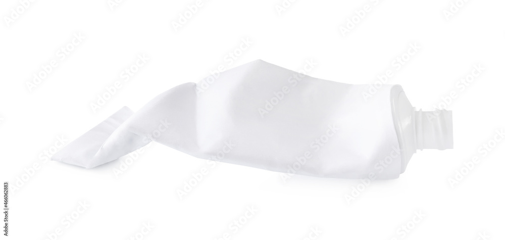 Crumpled tube of toothpaste isolated on white Crumpled tube of toothpaste isolated on white