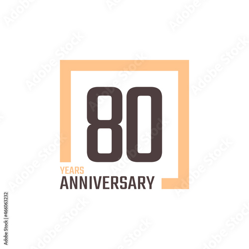 80 Year Anniversary Celebration Vector with Square Shape. Happy Anniversary Greeting Celebrates Template Design Illustration