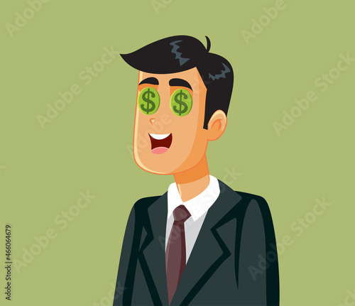 Funny Businessman Thinking about Money Vector Cartoon