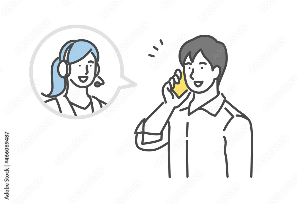 カスタマーセンターに問い合わせをする男性 カスタマーセンターに問い合わせをする男性