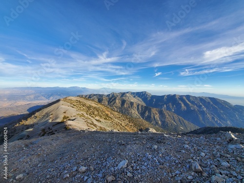 Mount Baldy, California/ United States - 10/20/2021: Devil's Backbone hike to mount baldy