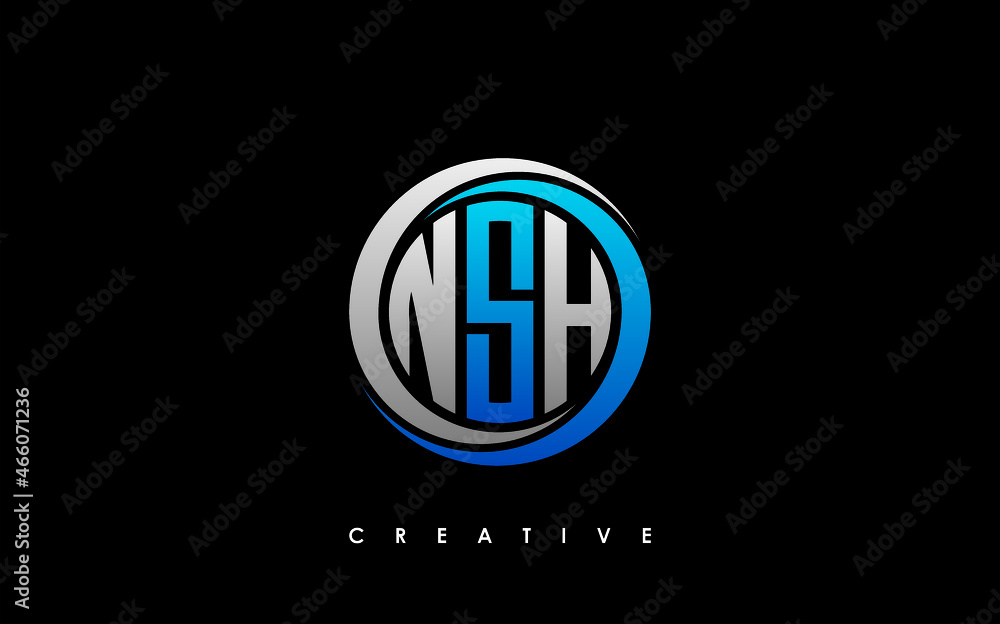 NSH Letter Initial Logo Design Template Vector Illustration