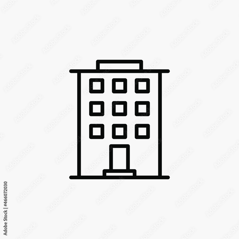 Hotel, apartment, building line icon design concept Hotel, apartment, building line icon design concept