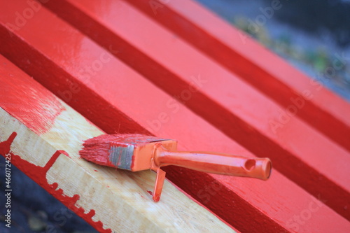 Canvas Print painting with red paint