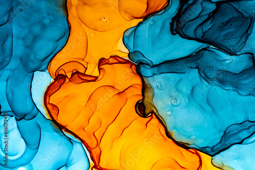 Abstract color fluid background, hand drawn alcohol painting, liquid ink technique
