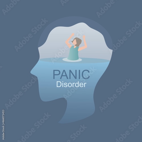 Panic attack disorder Symptoms,feel fear and anxiety physical,response to stressful or dangerous situations,Frustrated with nervous problem and confusion,chaos consciousness,Vector illustration.