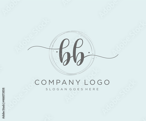 Initial BB feminine logo. Usable for Nature, Salon, Spa, Cosmetic and Beauty Logos. Flat Vector Logo Design Template Element.