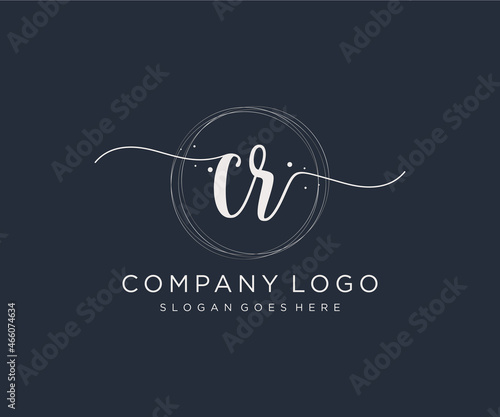 Initial CR feminine logo. Usable for Nature, Salon, Spa, Cosmetic and Beauty Logos. Flat Vector Logo Design Template Element.