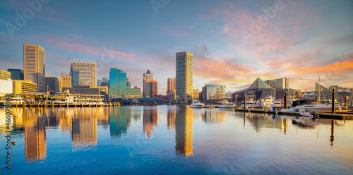 Downtown Baltimore city skyline , cityscape in Maryland USA