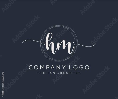 Initial HM feminine logo. Usable for Nature, Salon, Spa, Cosmetic and Beauty Logos. Flat Vector Logo Design Template Element.