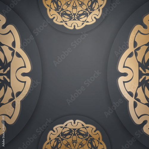 Greeting Leaflet in black with Greek gold pattern prepared for printing.
