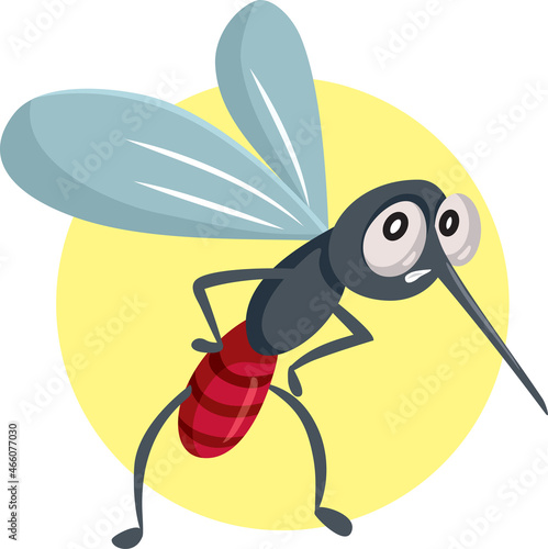 Funny Scared Mosquito Vector Cartoon Character