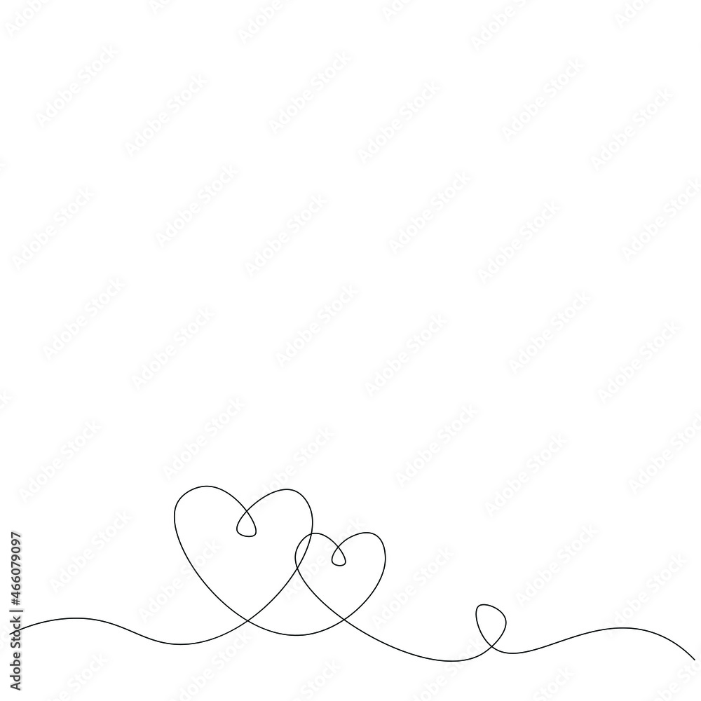 Hearts line drawing vector illustration	
