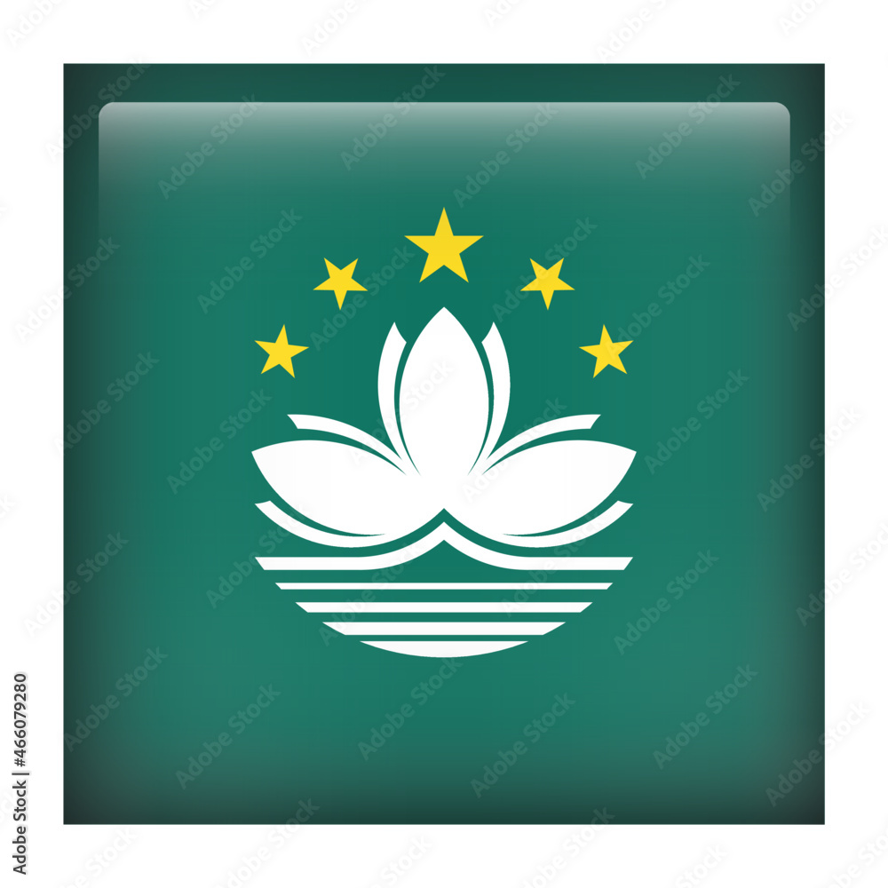 Macau Square Country Flag button Icon