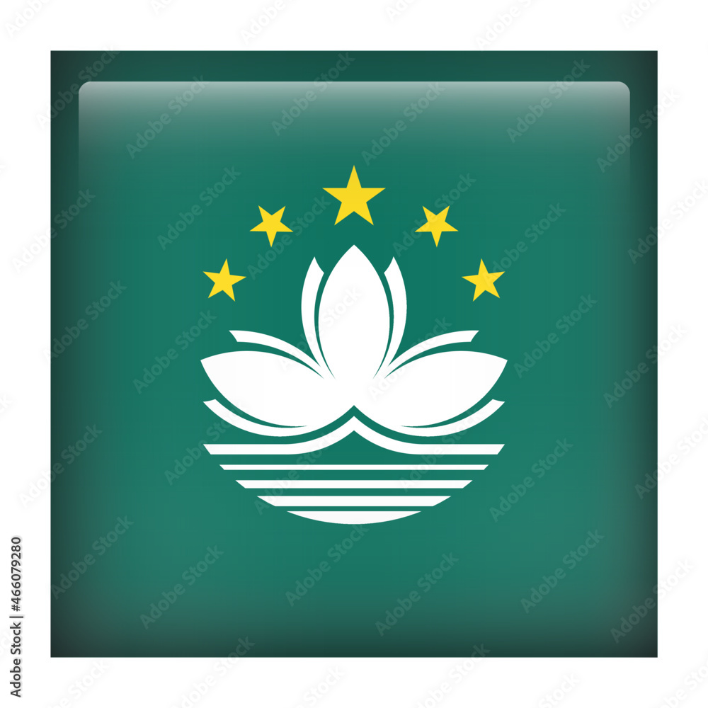 Macau Square Country Flag button Icon Macau Square Country Flag button Icon