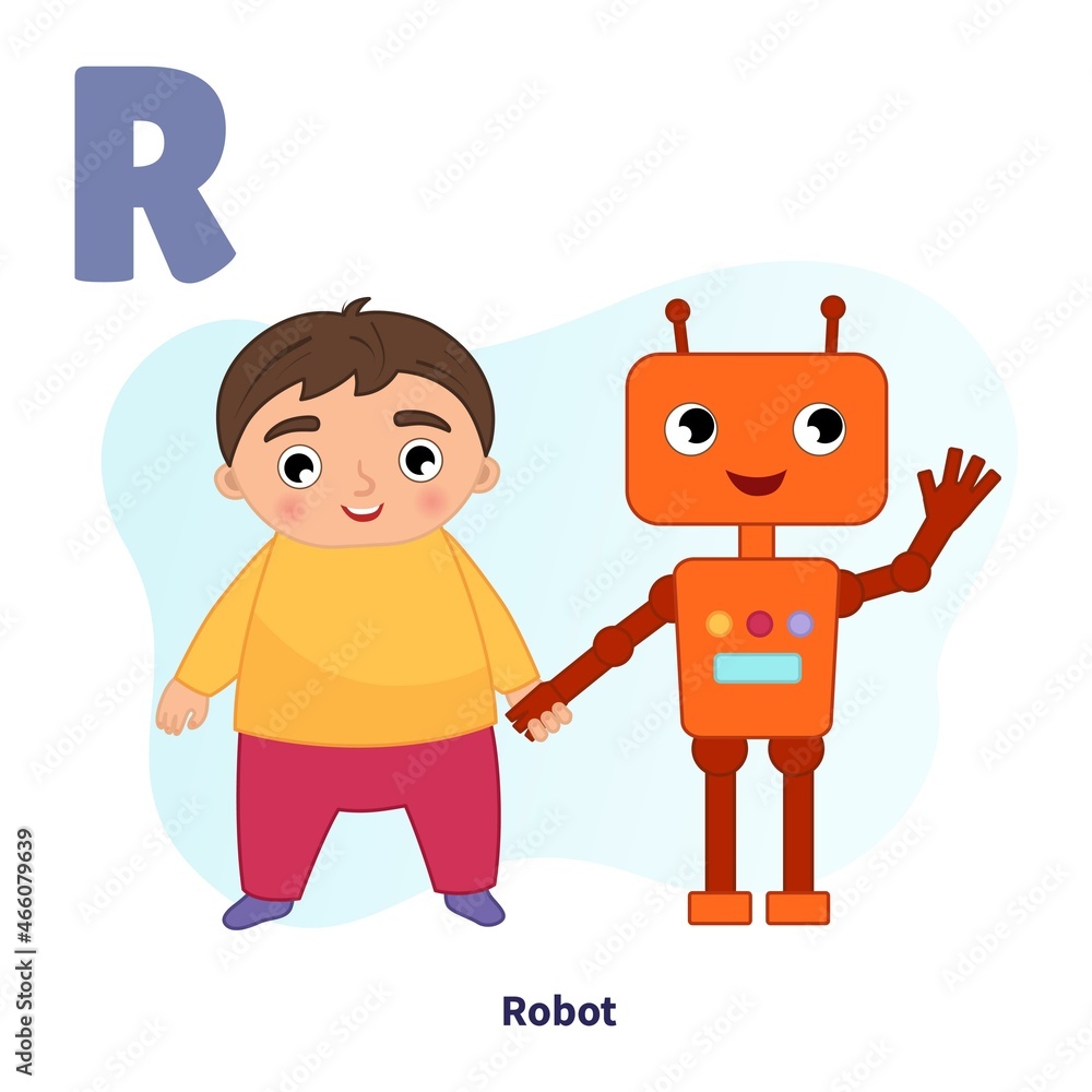 English alphabet with cartoon cute children illustrations. Kids ...