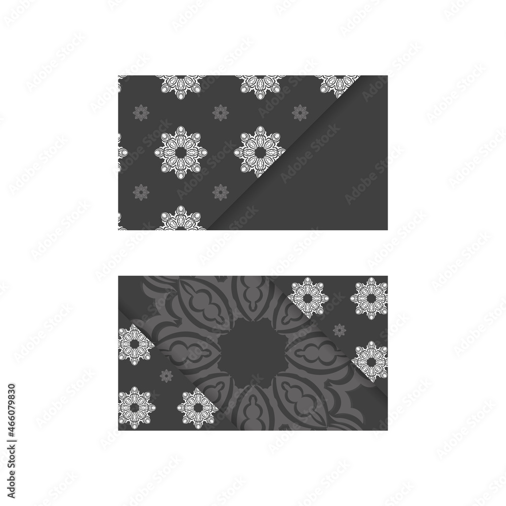 Black business card with Greek white ornaments for your personality.