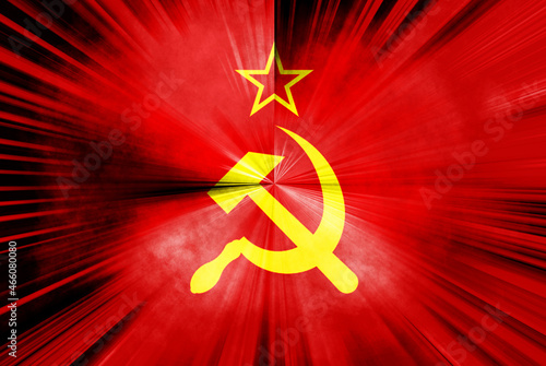 Closeup of grunge Soviet flag photo