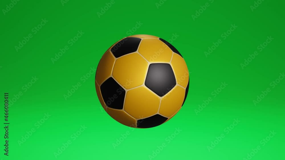 3D animation gold soccer ball rotating on an isolated green screen background for your advertising or social media posts 3D animation gold soccer ball rotating on an isolated green screen background for your advertising or social media posts