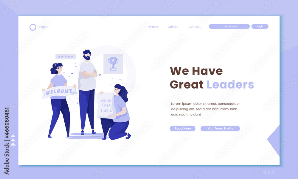 Welcoming our leader on landing page template Welcoming our leader on landing page template