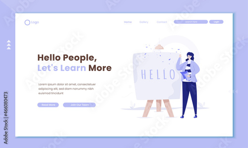 Hello greetings on landing page template