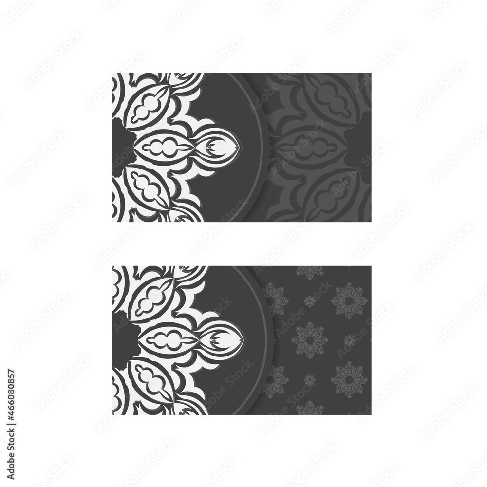 Black business card with Greek white pattern for your personality.