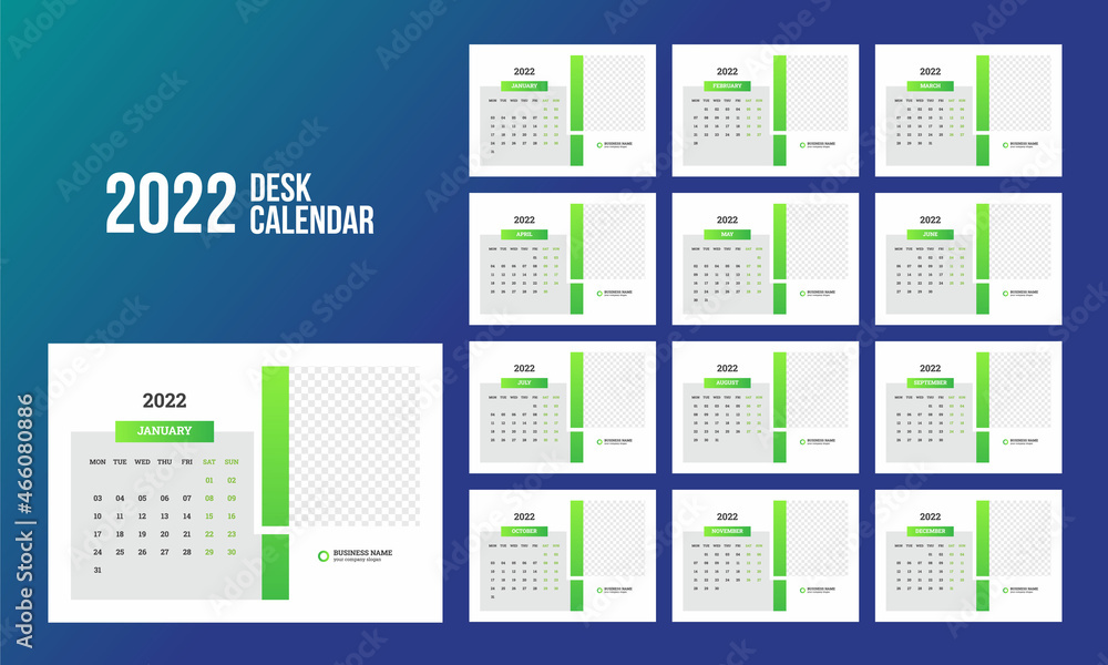 Desk Calendar 2022 Template Desk Calendar 2022 Template