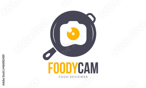 Food Reviewer Food Blogger Camera - Food Show Logo Design Vector Icon Illustrations.