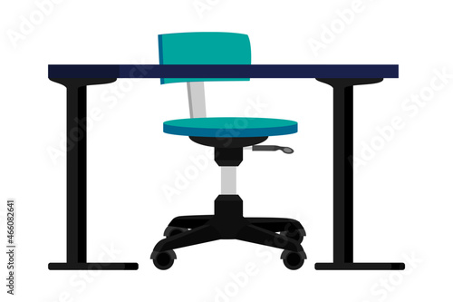 Cute modern desk with table and modern chair for home office isolated