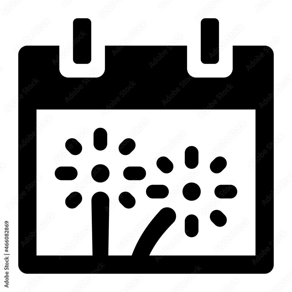 Calendar With Firework Glyph Icon Vector Calendar With Firework Glyph Icon Vector