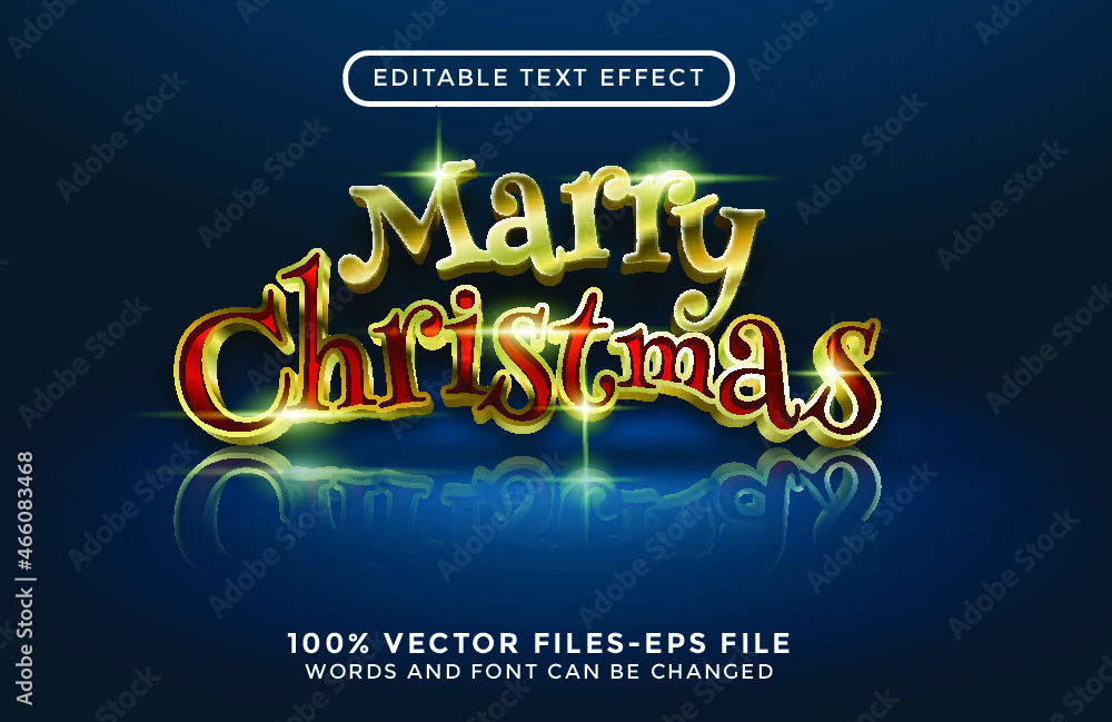 merry christmas text. editable text effect premium vectors